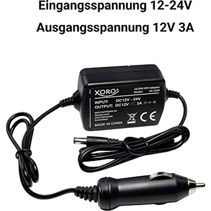 Xoro CA1224, Auto-Netzteil für Laptops, 12V und 24V Kompatibilität – Bild 3