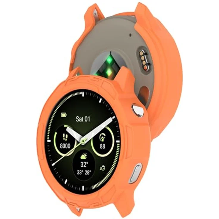 GIOPUEY Hülle für Garmin Venu 4 45mm, Weiches TPU Silikon Schutz Case Cover - orange, hervorragender Schutz und präzise Passform – Bild 4