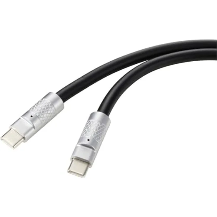 Renkforce USB-C Kabel RF-6056872, USB 2.0, 1.00 m, Schwarz, hohe Übertragungsgeschwindigkeit, langlebig und biegsam