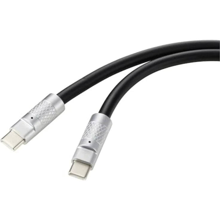 Renkforce USB-C Kabel RF-6056872, USB 2.0, 1.00 m, Schwarz, hohe Übertragungsgeschwindigkeit, langlebig und biegsam – Bild 1