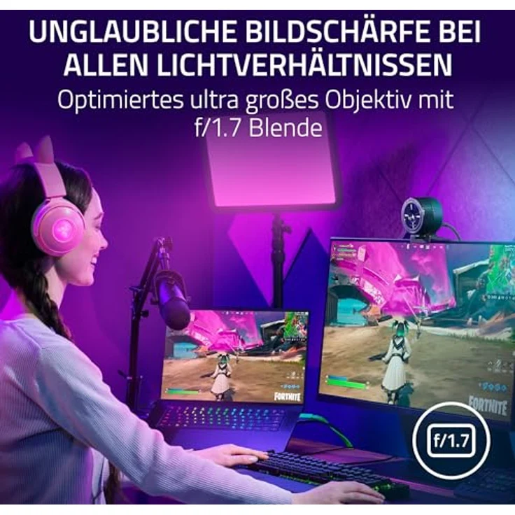 Razer Kiyo Pro Ultra - 4K-Webcam für Content und Streaming Kreation (Ultra High Dynamic Range-UHDR, UltraHD 4K 30 FPS/1080P 60 FPS, Autofokus mit KI, Lichtsensor mit 2,9 μm) Schwarz – Bild 3