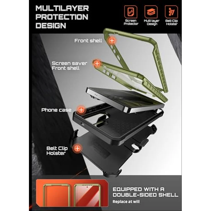 SUPCASE UBPro Mag Hülle für Samsung Galaxy S26 Ultra, Outdoor Handyhülle mit MagSafe, zwei Vorderseiten (mit und ohne Displayschutz), Grün – Bild 5