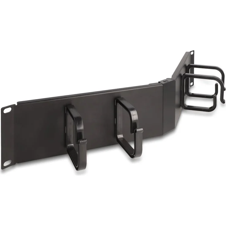 Delock Rack-Kabelmanagement, Verlegetafel mit 4 abgewinkelten Haken, Tiefschwarz (RAL 9005), 2U, 48.3 cm (19")