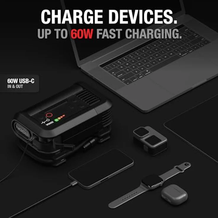 NOCO Boost+Air AX65, 2000A Starthilfe-Powerbank mit 100 PSI Kompressor, startet 8,0L Benzin & 6,0L Diesel, digitaler Drucksensor, USB-C Power Delivery, inklusive Zubehör – Bild 4