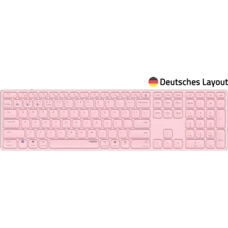 Rapoo E9800M kabellose Tastatur Wireless Keyboard wiederaufladbarer Akku flaches Aluminium Design DE-Layout QWERTZ PC & Mac - pink – Bild 2