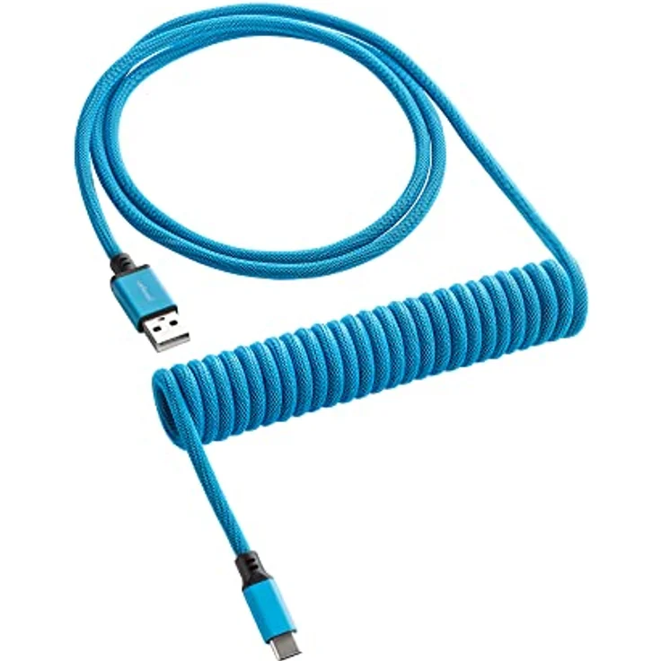 CableMod Classic Coiled Keyboard Cable - Spiralkabel für Tastatur USB C auf USB Typ A - Gaming Tastaturkabel 1,5m Lange - Hohe Lebensdauer - Blau – Bild 1