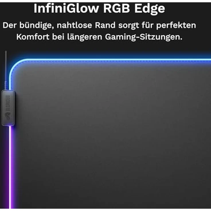 Glorious Mouse Pad 2 GLED XXL, RGB Gaming-Mauspad mit InfiniGlow Randbeleuchtung, Schwarz – Bild 4