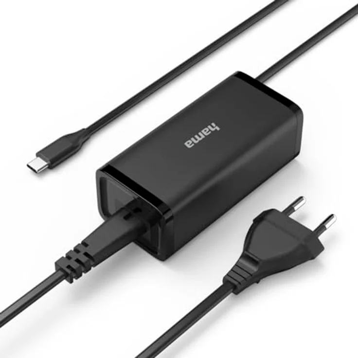 HAMA USB-C Euro-Stecker Notebook-Netzteil Universal, 100W, 5 - 20 Volt, Schwarz, GaN-Technologie, optimiertes Ladegerät für MacBook und mehr – Bild 3
