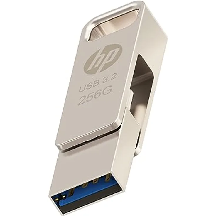 HP 256GB x206c OTG Type-C Metal Flash Drive, USB-C USB Stick, silber