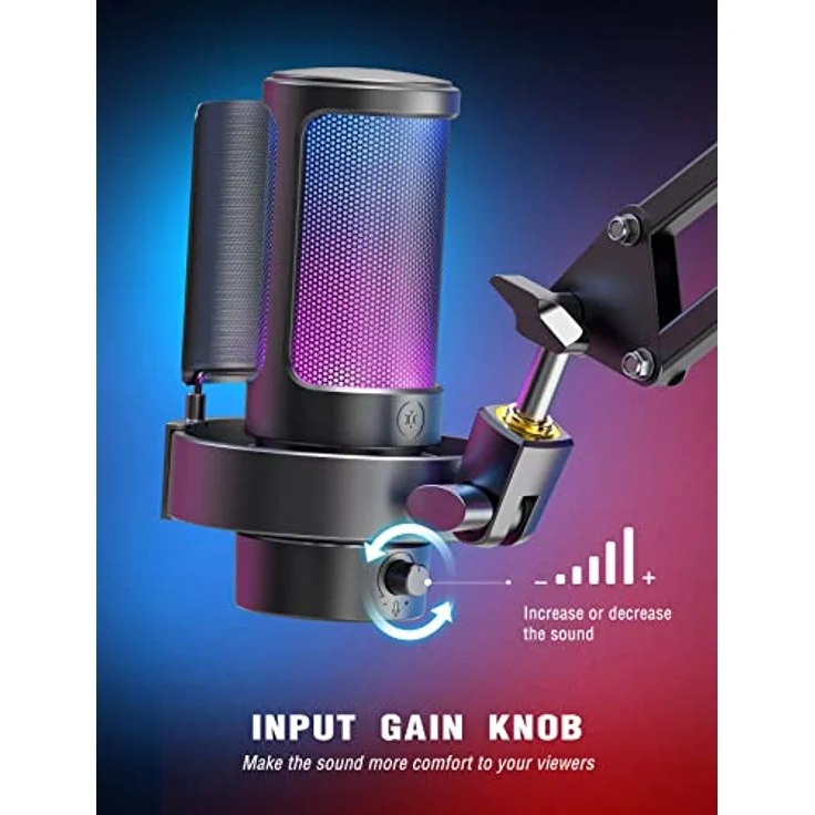 FIFINE USB Mikrofon PC, Gaming Mikrofon mit RGB-Steuerung, Stummschalter, Kopfhöreranschluss und Popfilter für PS4 PS5 MAC – Bild 5