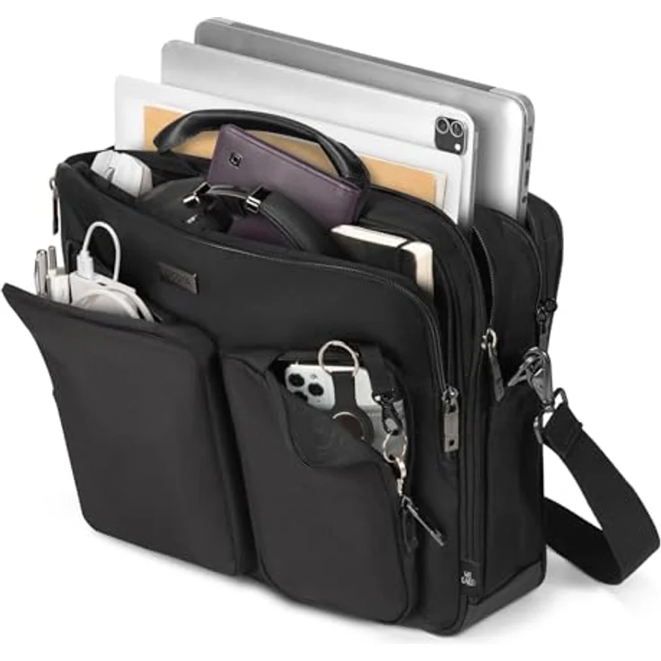 Dicota Sacoche Top Traveller SEVEN, Notebooktasche für Laptops bis 14 Zoll, 100% recyceltes PET, Schwarz – Bild 4