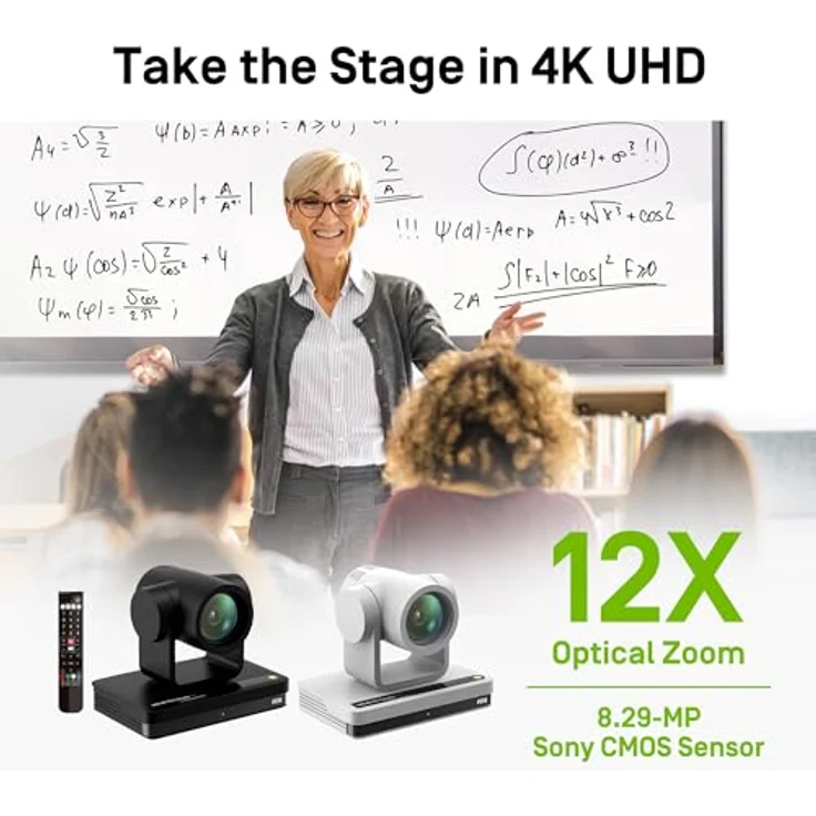 Ipevo VC-Z4K UHD 4K PTZ Kamera Schwarz, automatisches KI-Tracking & 12-fach optischer Zoom – Bild 2