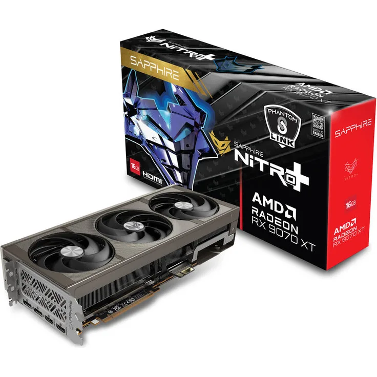 Sapphire Nitro+ Radeon RX 9070 XT, Grafikkarte mit 16 GB GDDR6, 3.060 MHz Boost-Takt und Triple-Fan-Kühlerdesign