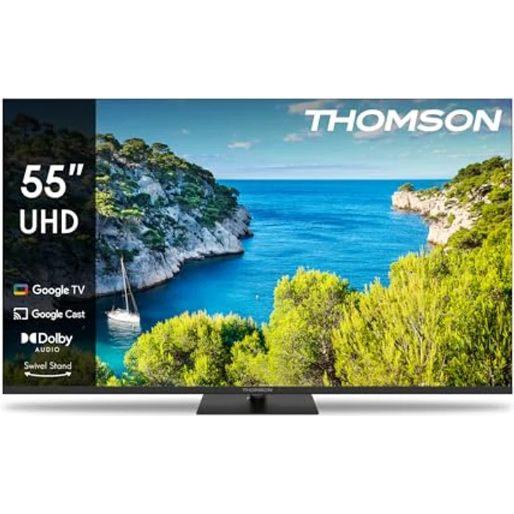 Thomson 55UG5C14-2025, 55 Zoll (139cm) 4K Ultra HD Google TV mit HDR, WLAN, Triple Tuner, Dolby Audio, schwenkbarem Standfuß und beleuchteter Fernbedienung – Bild 1