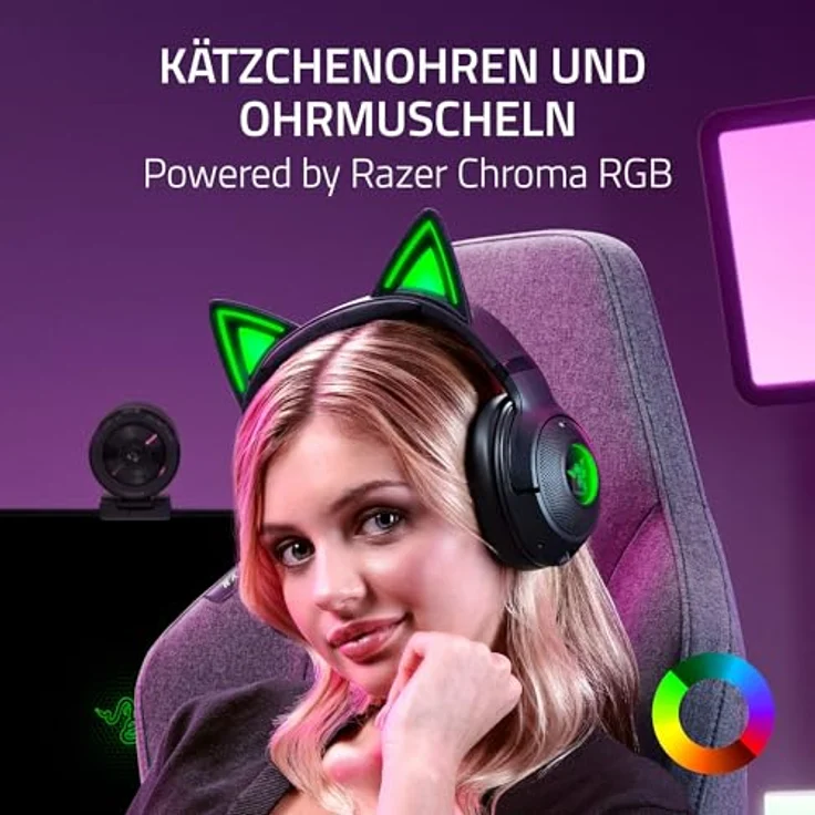 Razer Kraken Kitty V2 BT - Kabelloses Bluetooth RGB Headset mit Triforce 40mm Treiber und 40 Stunden Akku - Schwarz – Bild 2