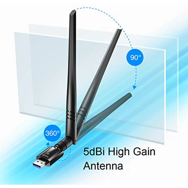 Cudy WU1400 AC1300Mbit/s WiFi-USB 3.0-Adapter für PC, 5 GHz / 2,4 GHz, 5dBi High Gain Antenne, kompatibel mit Windows 7/8/8.1/10, Mac OS, Linux – Bild 3