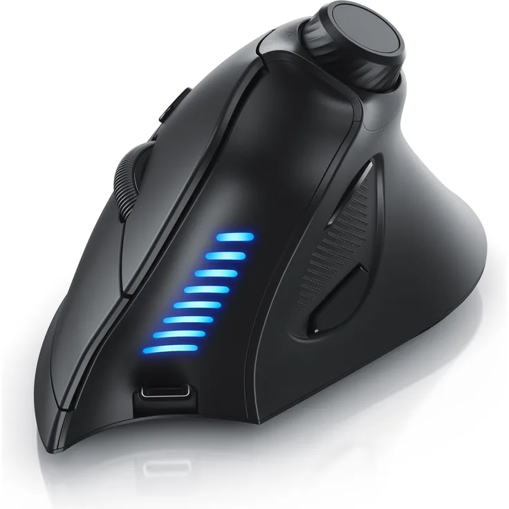CSL kabellose Vertikalmaus, ergonomische Maus mit Bluetooth & Funk, 250 dpi, schwarz