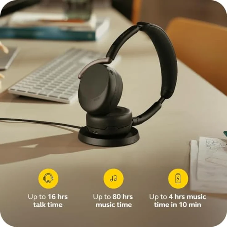 Jabra Evolve3 65 Flex MS, Faltbare On Ear Kopfhörer mit adaptiver Geräuschunterdrückung, Bluetooth® Schwarz – Bild 8