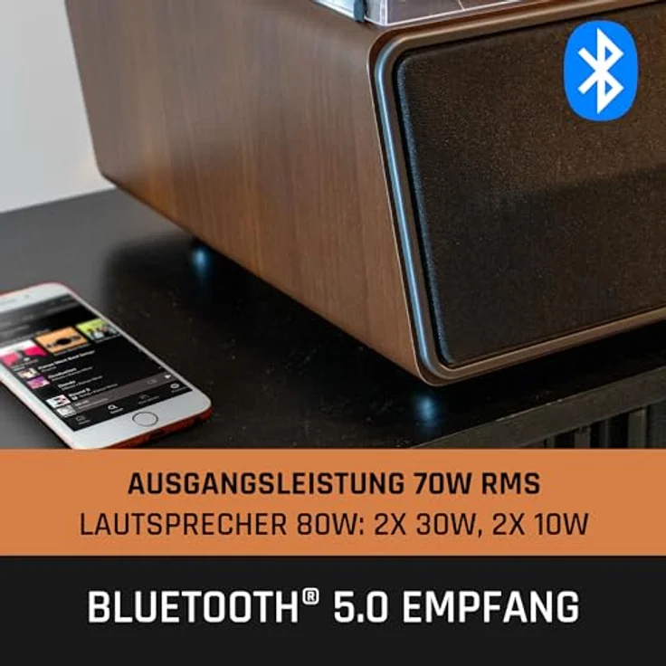 Lenco LS-470WA, Plattenspieler, Braun – Bild 5