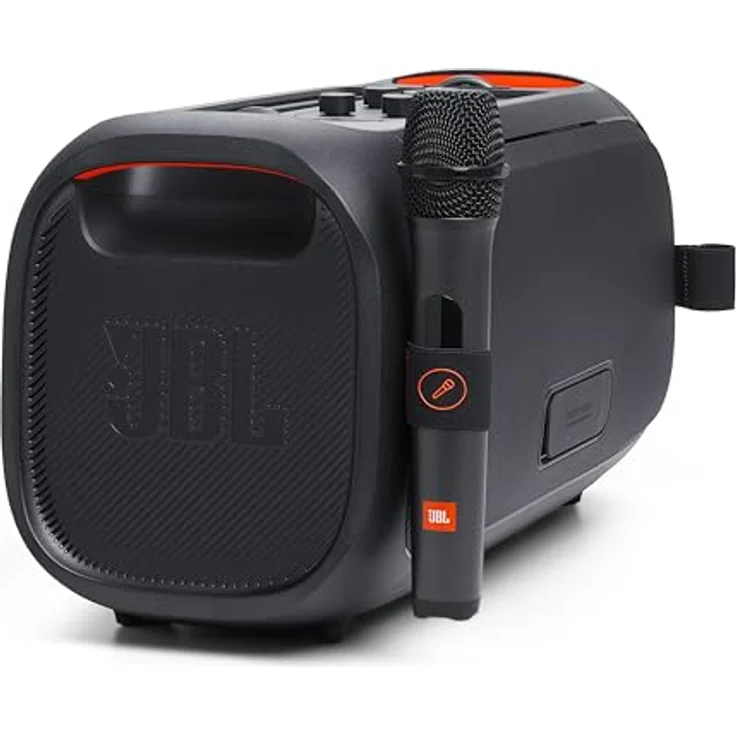 JBL Partybox On-The-Go Essential in Schwarz – Tragbarer Party-Lautsprecher mit dynamischen Lichteffekten und kabellosem Mikrofon – Spritzfestes IPX4 Design – 6 Stunden Laufzeit – Bild 5