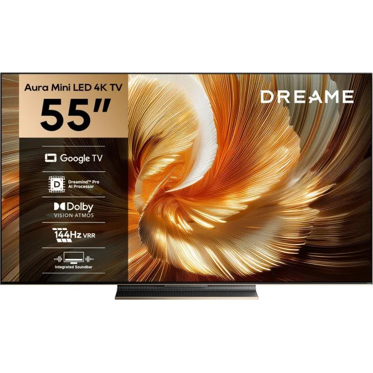 Dreame Aura Mini LED 4K TV S100, 55 Zoll (139,7 cm), 3840 x 2160 Pixel, QLED, Smart-TV mit WLAN und Dolby Atmos Soundbar, Schwarz