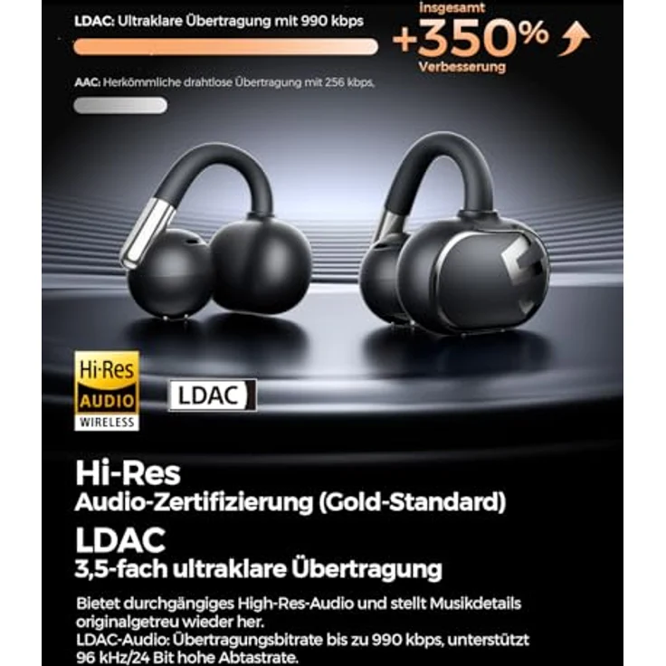 SoundPEATS Clip1 Open Ear Kopfhörer, Hi-Res LDAC, 40 Std. Akku, Dolby Audio, Bluetooth 5.4, IPX5 wasserfest, leichtes Ohrclip-Design mit In Ear Detection – Bild 2