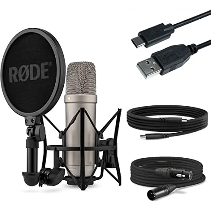 Rode NT1 5th Generation XLR USB Studio-Mikrofon + keepdrum USB Kabel Typ A zu Typ C 50cm