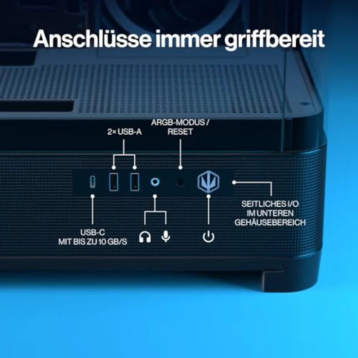 ENDORFY Aquarius 8000 Corona, PC Gehäuse ATX/E-ATX mit 4 ARGB Lüftern, Panorama Tempered Glass, USB-C, schwarzes Fishtank-Design, bis 10 Lüfter, GPU bis 450 mm, 420 mm Radiator Support – Bild 4