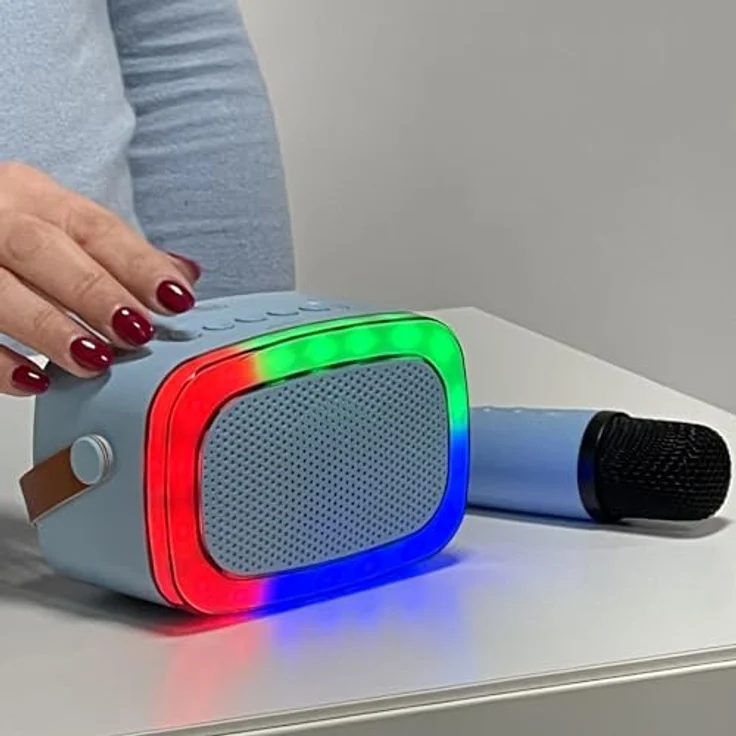 Trevi XR8A01 Karaoke-Lautsprecher, 10 Watt RMS Leistung, Bluetooth, blau, mit USB-C und MicroSD-Slot – Bild 2