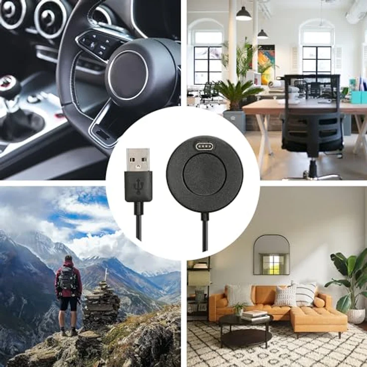 kwmobile USB Kabel Charger kompatibel mit Garmin Forerunner 55 / 255 / 255 Music / vivoactive 5 Ladekabel - Smart Watch Ersatzkabel - Fitnesstracker, Schwarz – Bild 5