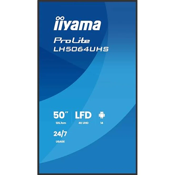 iiyama Prolite LH5064UHS-B1AG 125.8cm 50" Digital Signage Display IPS LED Panel 4K UHD HDMI USB-C USB2.0 RS-232c RJ45 Android 14 OS iiSignage² WiFi Mediaplayer 24/7 AntiGlare schwarz – Bild 4
