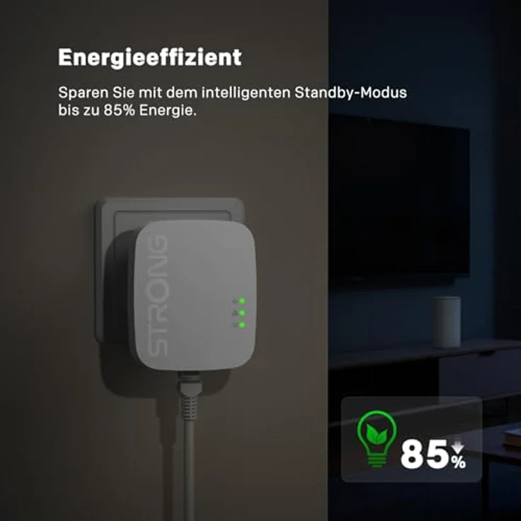STRONG Powerline 600 Duo Mini WLAN-Repeater, durchsichtiger PowerLAN-Adapter mit EU Plug 220V, Plug-and-Play Installation für stabiles Internet – Bild 6