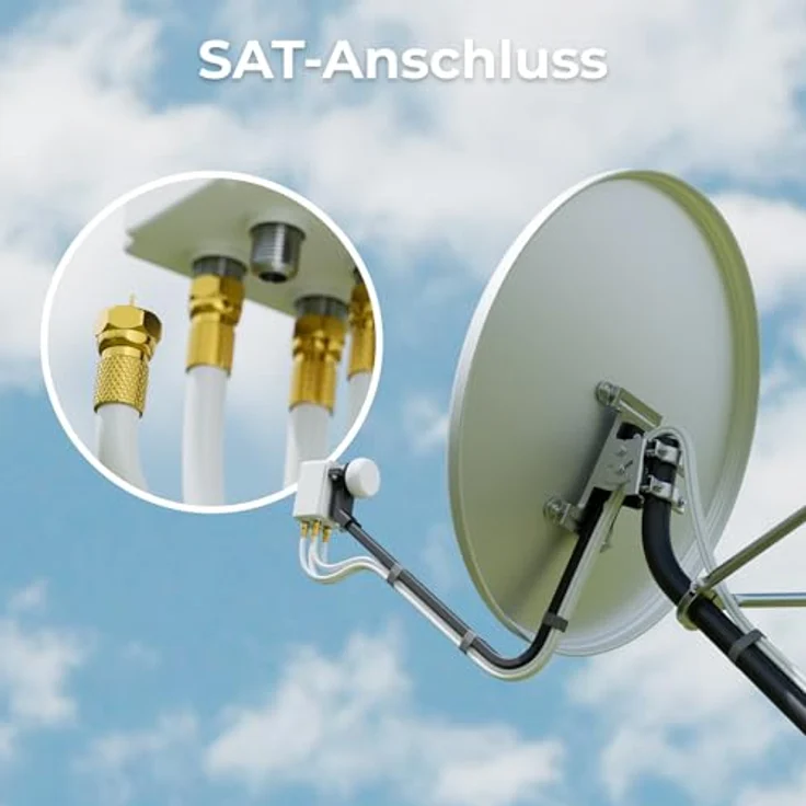deleyCON HQ 20m SAT Koaxial Kabel 130dB - 4-fach geschirmt für DVB-S - S2 DVB-T und DVB-C - Stahl/Kupfer Innenleiter - 4K 1080p FULL HD HDTV - inkl. 10x vergoldete F-Stecker – Bild 4