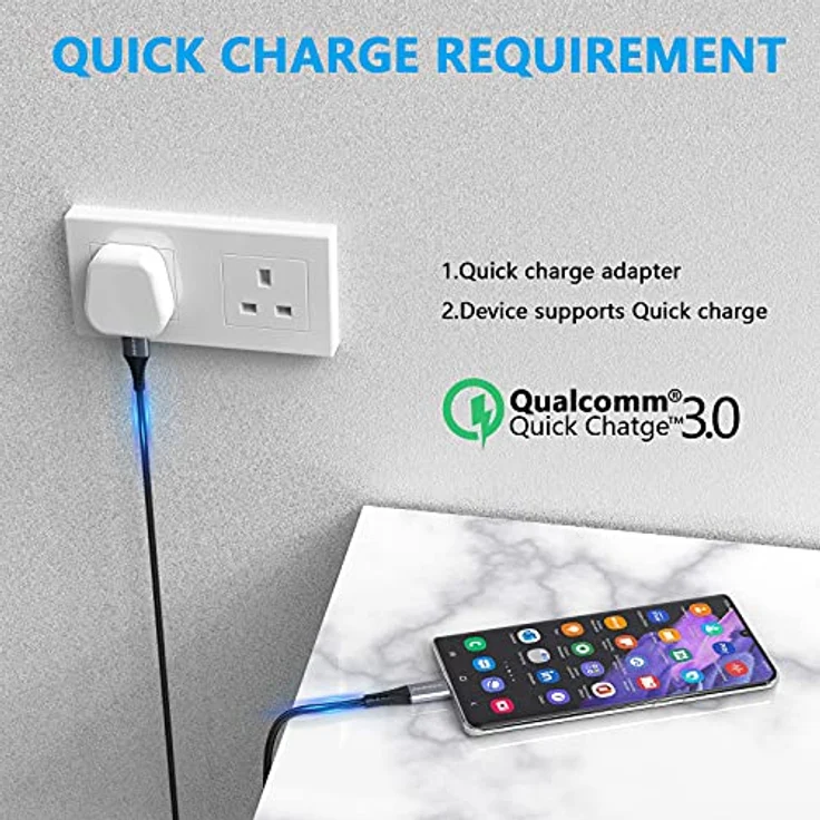 ANMIEL Typ-C-Kabel 3M, USB-C 3.0 auf USB-A, Nylon geflochten, 3,1 A Schnellladung, für iPad Pro, Galaxy S9/S10/S20, Nintendo Switch, Space Grey – Bild 5
