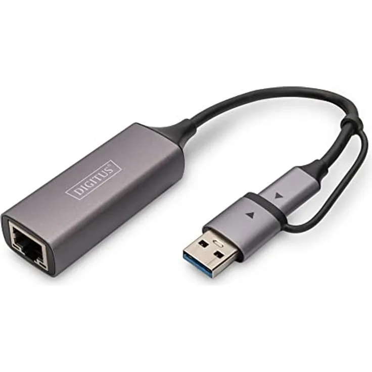 DIGITUS DN-3028 USB Type-C™ Gigabit Ethernet Adapter 2.5G, USB-C™ + USB A (USB3.1/3.0)