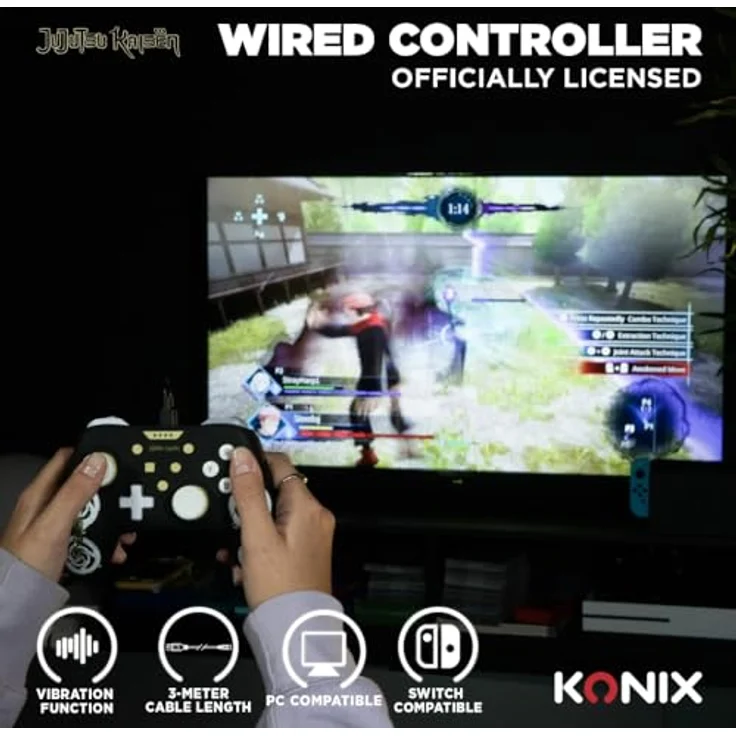 Konix Jujutsu Kaisen PC-Gamepad, silbernes Kabel-Gamepad mit einfacher Größe – Bild 2