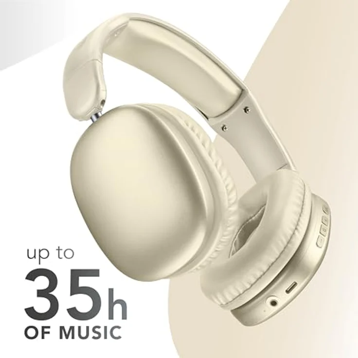 Music Sound MAXI3, Kabellose Over-Ear-Kopfhörer mit Aktiver Geräuschunterdrückung, 35h Akkulaufzeit, USB-C-Aufladung, Weiß – Bild 4