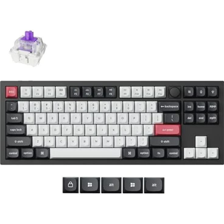 Keychron Q3 HE, Mechanische Tastatur im 80%-Format mit Razer Optical Purple Switches, Kabelgebunden und Kabellos, Violett – Bild 2