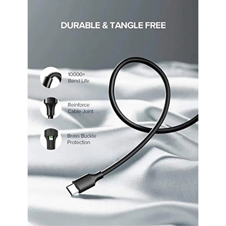 Ugreen USB Typ-C Kabel US287, 1m, 480 Mbit/s, 3A, langlebig, weiß – Bild 3