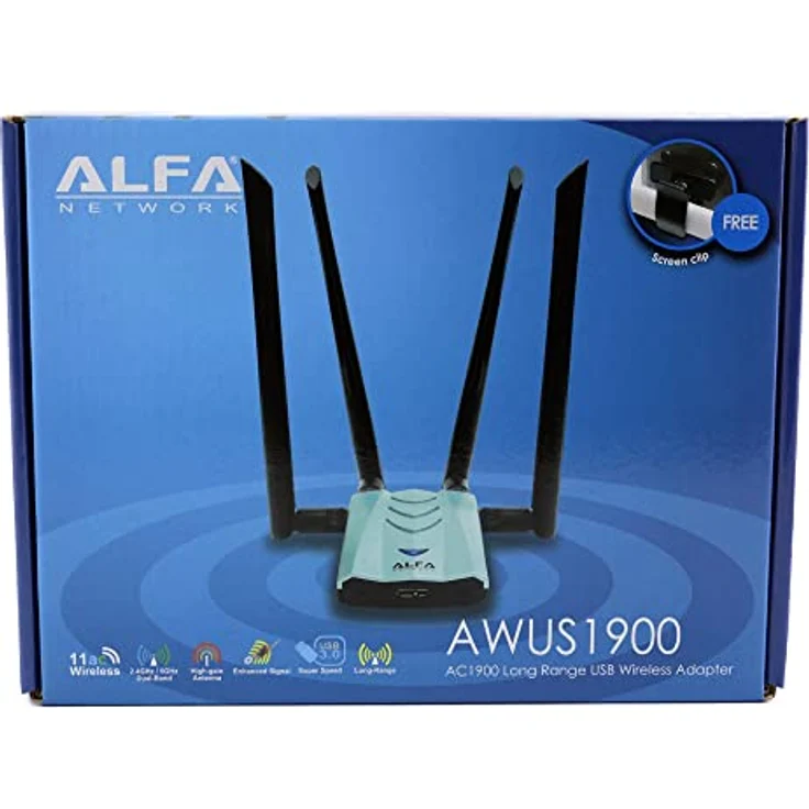 ALFA Network AWUS1900, 802.11ac AC1900 Ultra-Speed USB Adapter mit 4 Antennen, Dualband 2.4GHz/5GHz, USB 3.0 – Bild 9