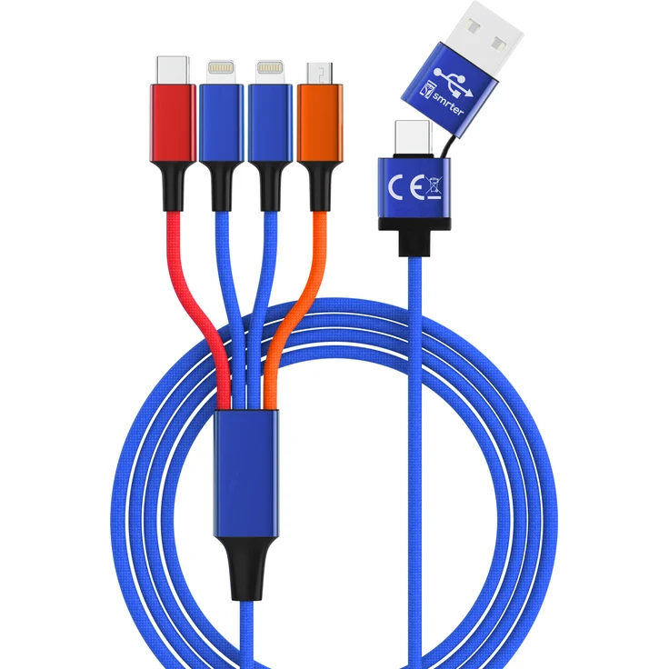smrter Hydra ELITE 6in1 Nylon-Ladekabel Typ Lightning, bis zu 3A Schnellladung, schwarz