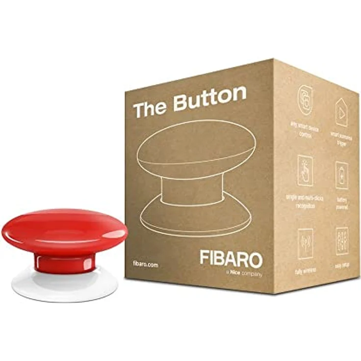 FIBARO The Button Red - Z-Wave Plus Drahtlose Tragbare Schalt-Knopf, Rot, FGPB-101-3 – Bild 3