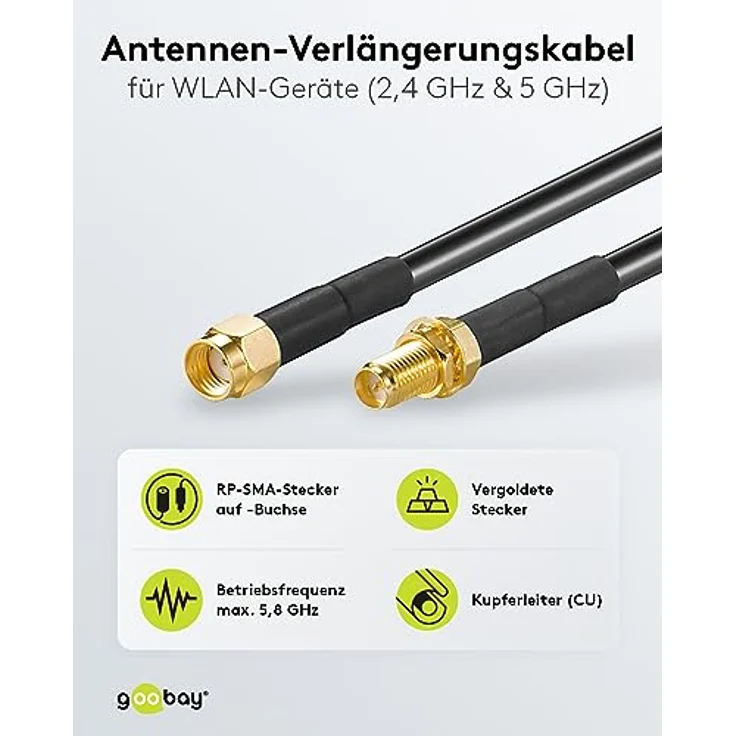 Wentronic RP-SMA FM 500 5.0m - RP-SMA - RP-SMA - Männlich/weiblich - Schwarz (51678) – Bild 3