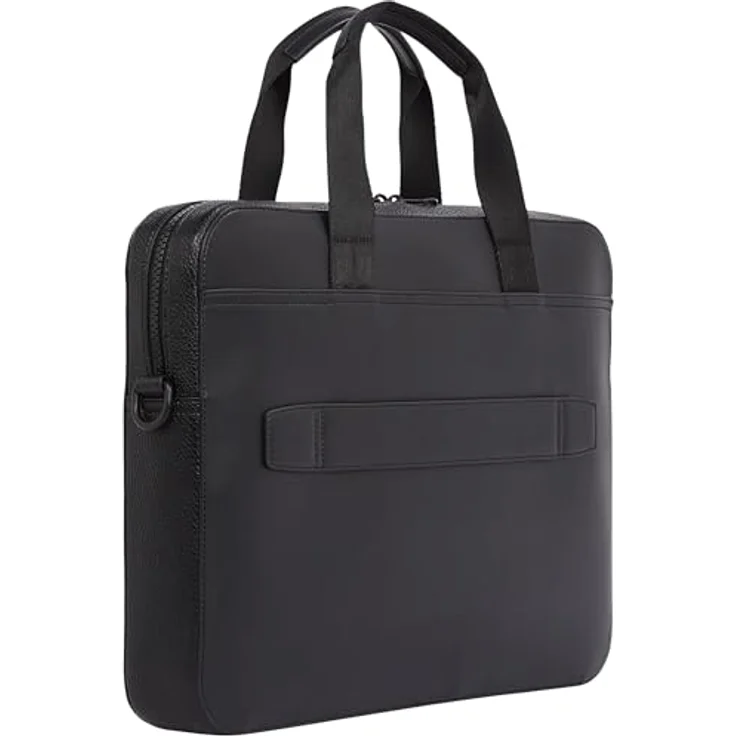 Tommy Hilfiger Laptoptasche TH FOUNDATION COMPUTER BAG, Damen Messengerbag, Henkeltasche, Umhängetasche mit Reißverschluss, in Black – Bild 2