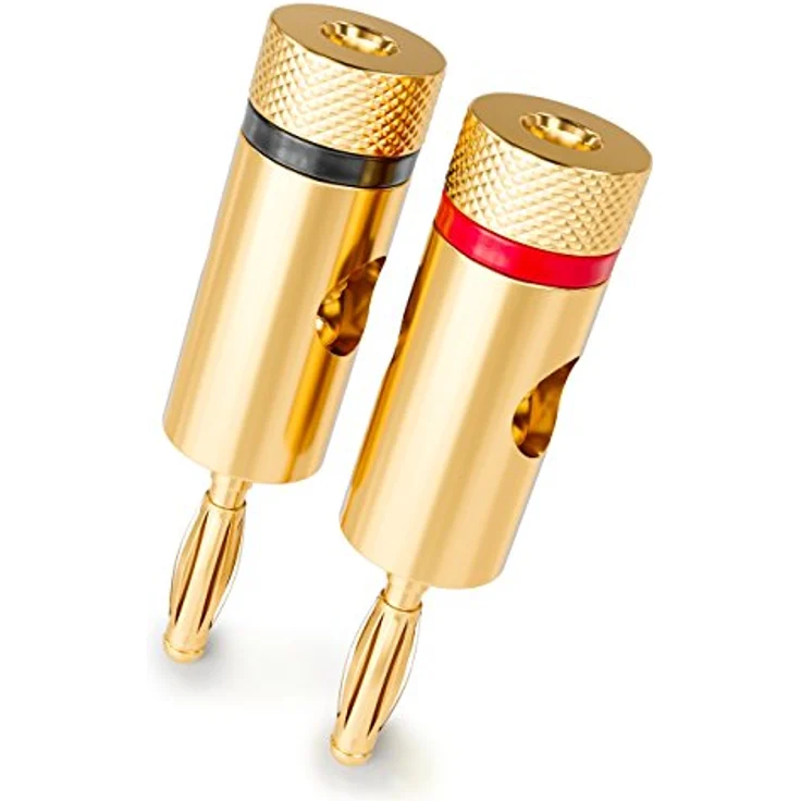 deleyCON 8x Bananenstecker Vergoldet und Schraubbar für Kabel Boxen Verstärker AV-Receiver Endstufen Hifi Stereoanlagen – Bild 2