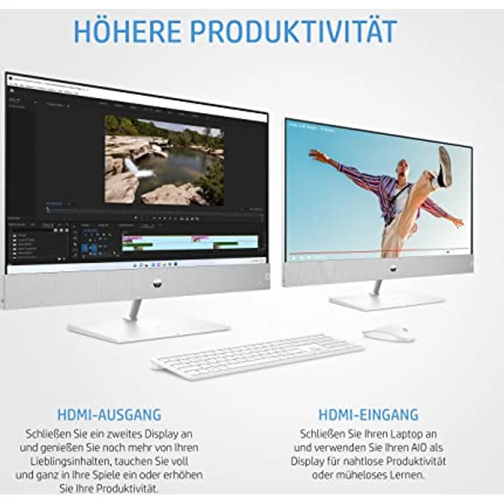HP Pavilion All in One PC | 27 Zoll IPS QHD Display | Intel Core i7-13700T | 16 GB DDR4 RAM | 1 TB SSD | Intel UHD Grafik 770 | QHD TNR 5MP IR Kamera | Windows 11 Home | QWERTZ Tastatur | Weiß – Bild 4