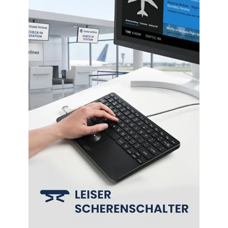 Perixx PERIBOARD-427 H DE, USB-Mini-Tastatur mit Trackball und LED-Hintergrundbeleuchtung in Rot und Weiß – Bild 8