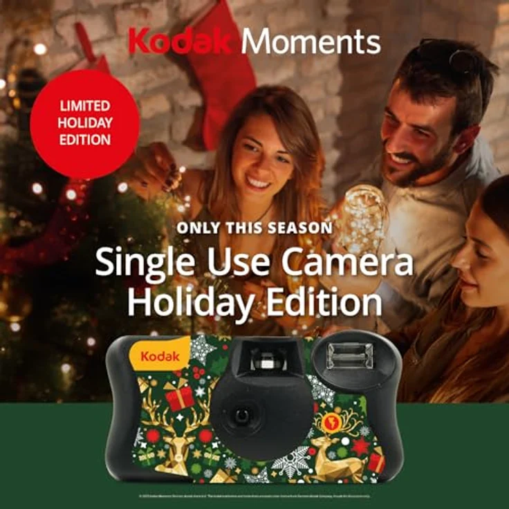 Kodak X-Mas Fun Saver 27+12, Einwegkamera mit 800 ISO und integriertem Blitz im Weihnachtsdesign, Mehrfarbig – Bild 3