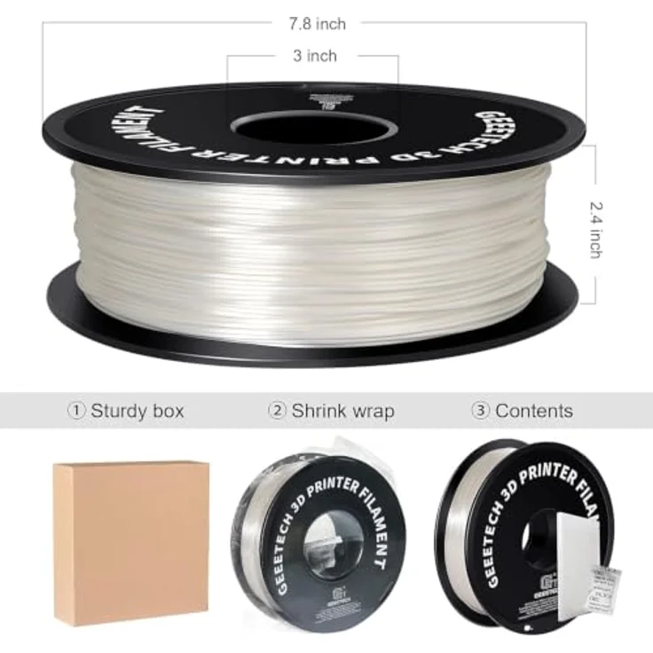 GEEETECH Silk PLA, Seidenglänzendes Weißes Filament, 1,75 mm, 1 kg für 3D-Drucker, hohe Präzision und blasenfrei – Bild 5