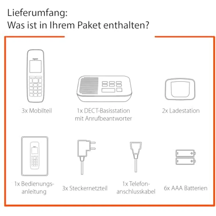 Gigaset AS690A Trio Festnetz-/Schnurlostelefon mit Anrufbeantworter (DECT-Telefon mit 3 Mobilteilen, Freisprechfunktion, großes Display, große Tasten) schwarz - Preisvergleich – Bild 6